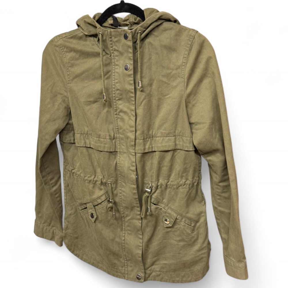 H&M Divided Olive Green Utility Parka Jacket with Hood, Size XS - Picture 3 of 7